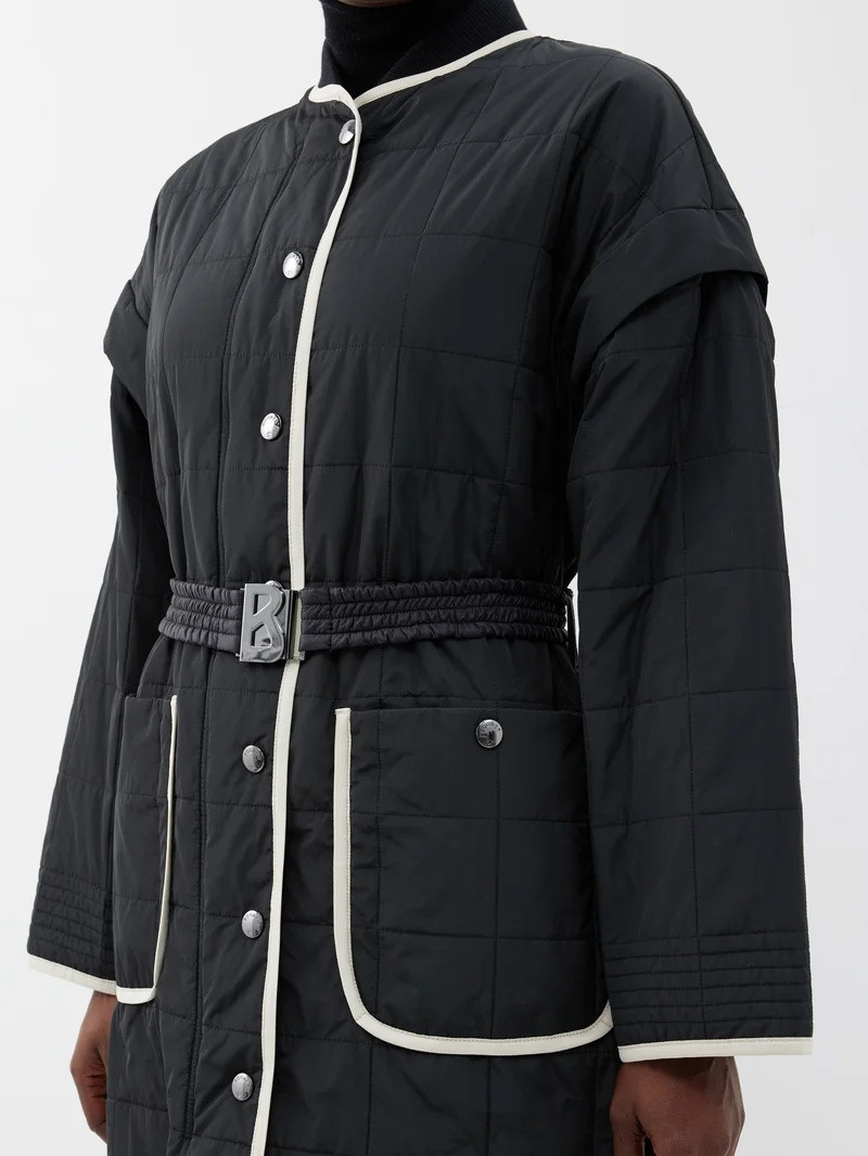 Isabella removable-sleeves quilted-satin coat 4