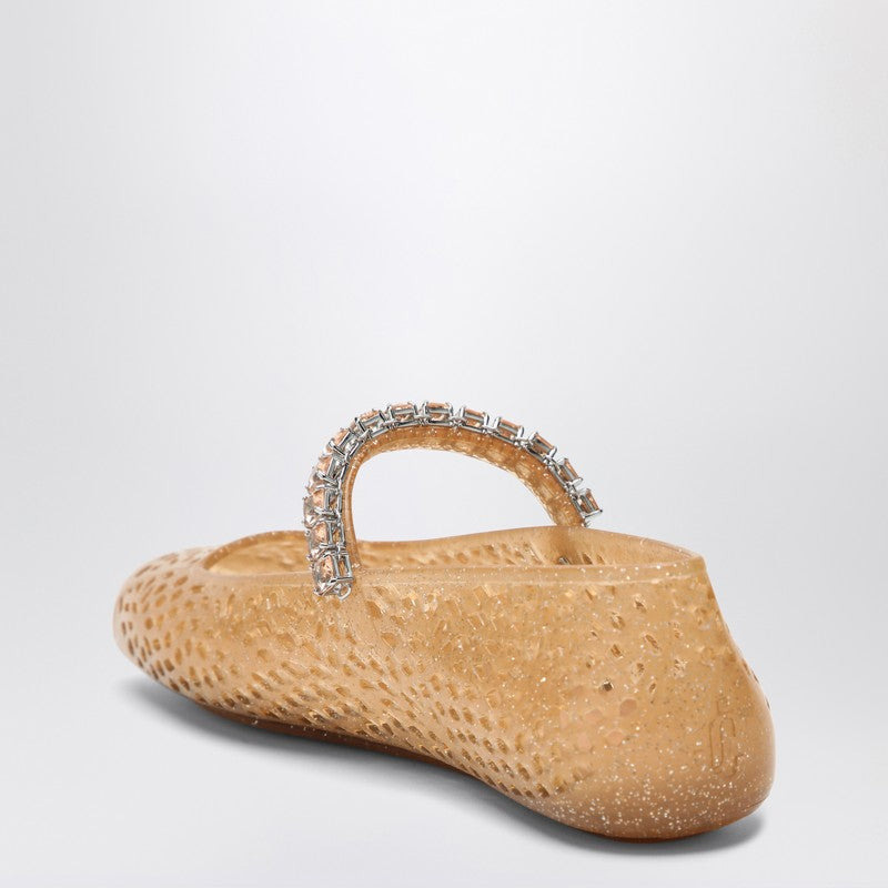Jimmy Choo The Jelly Transparent Beige Ballet Flats With Crystals Women - 2