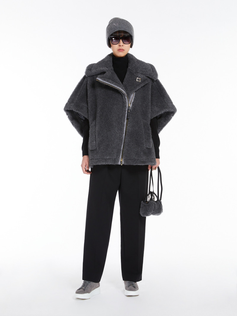 Max Mara NEWMANTO2 Biker jacket cape in wool and alpaca Teddy fabric outlook