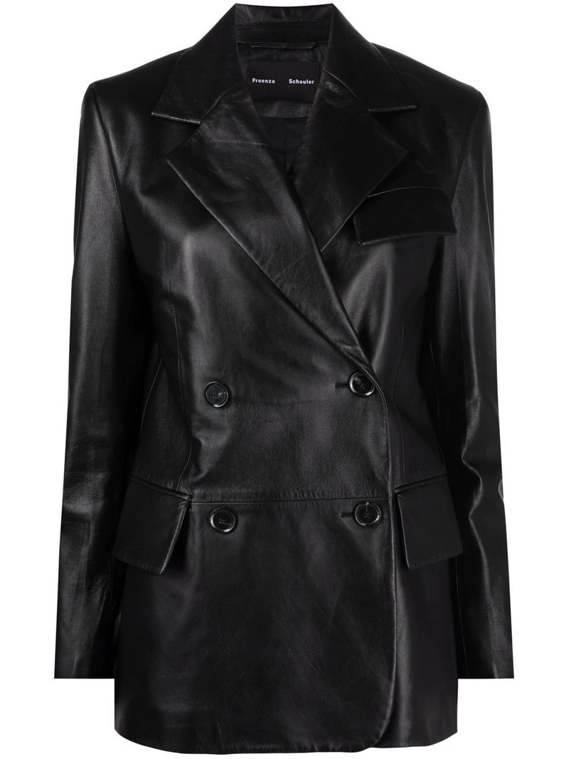 single-breasted leather blazer 1