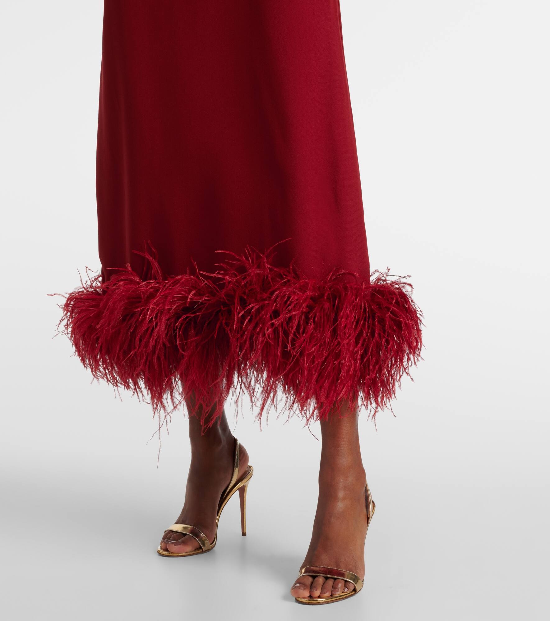 Gina feather-trimmed midi dress - 5