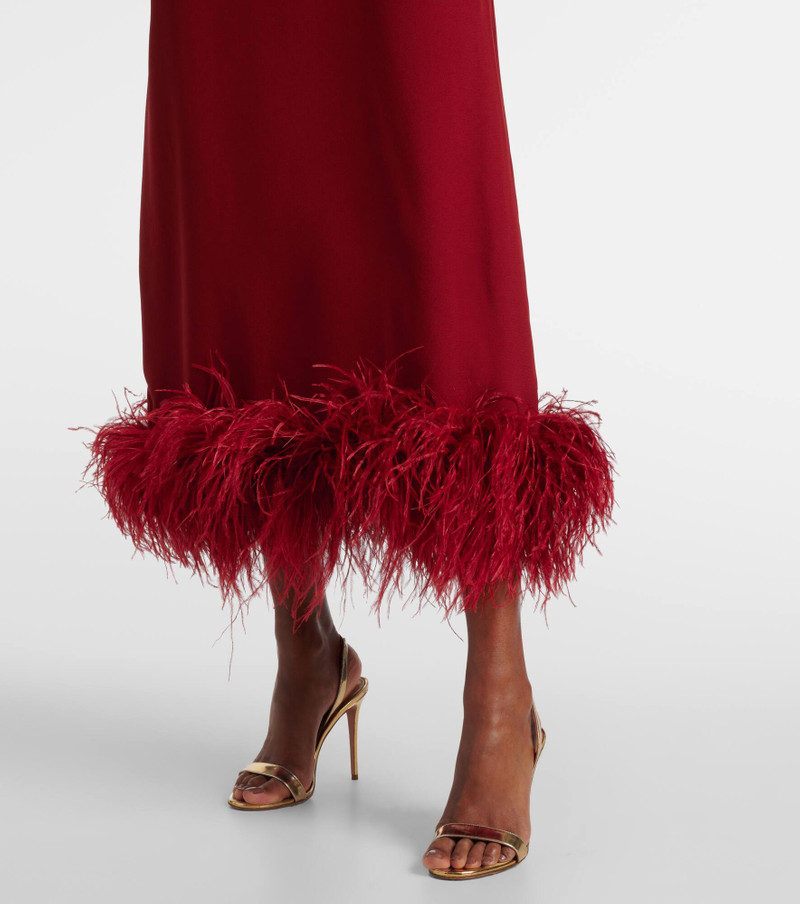 Gina feather-trimmed midi dress 5