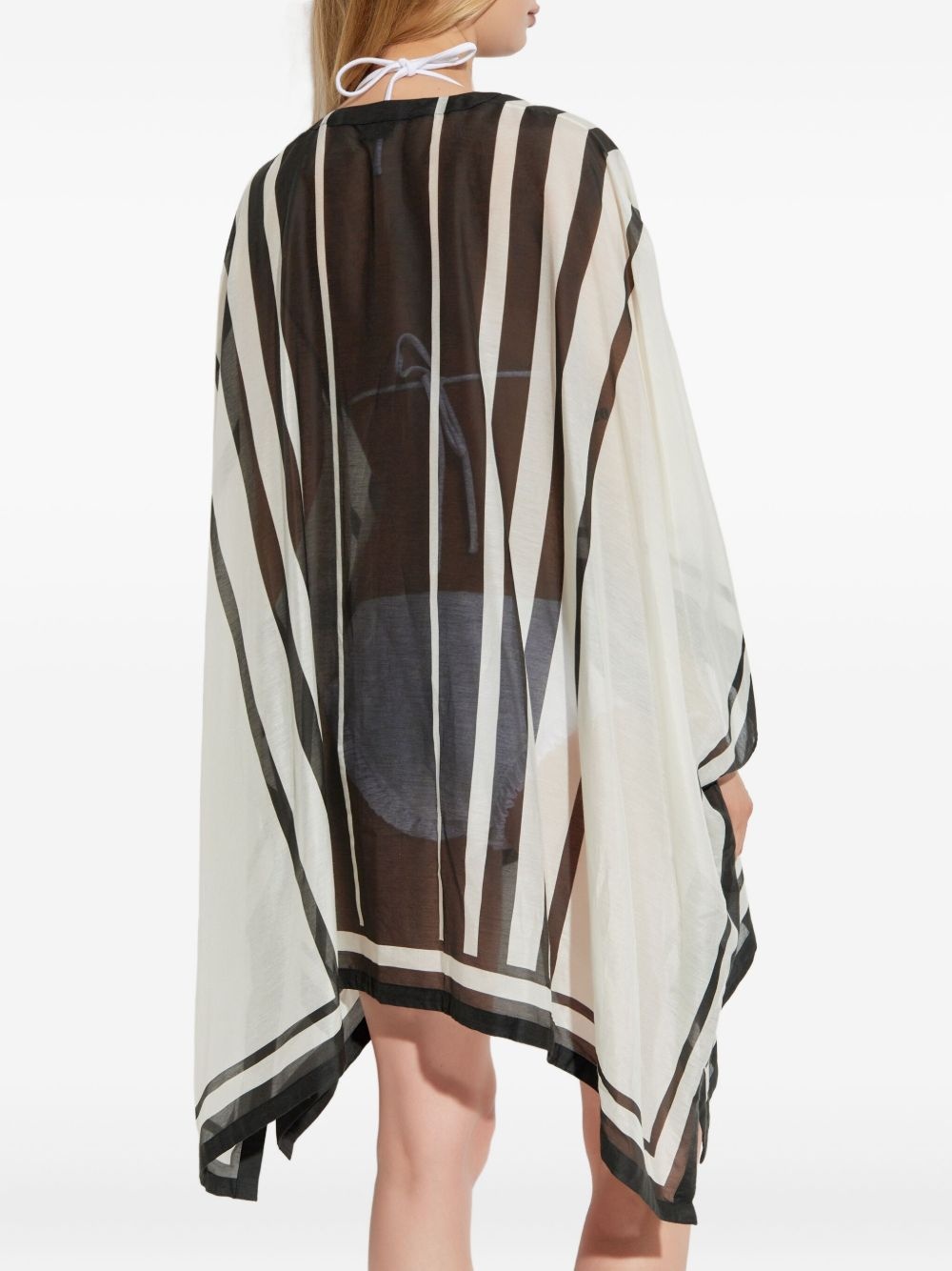 striped V-neck beach dress - 3