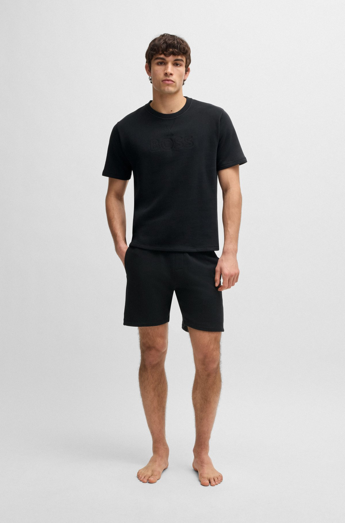 COTTON-TERRY SHORTS WITH OUTLINE LOGO EMBROIDERY - 3