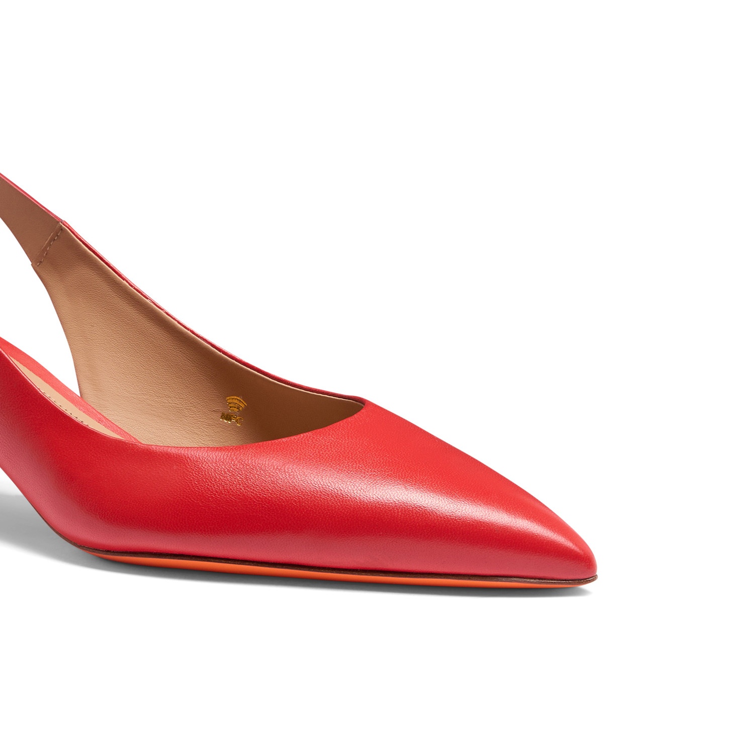 Women's red leather mid-heel slingback - 6