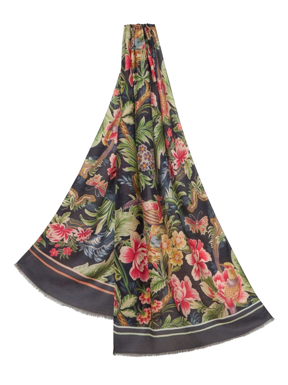 frayed graphic-print scarf - 2