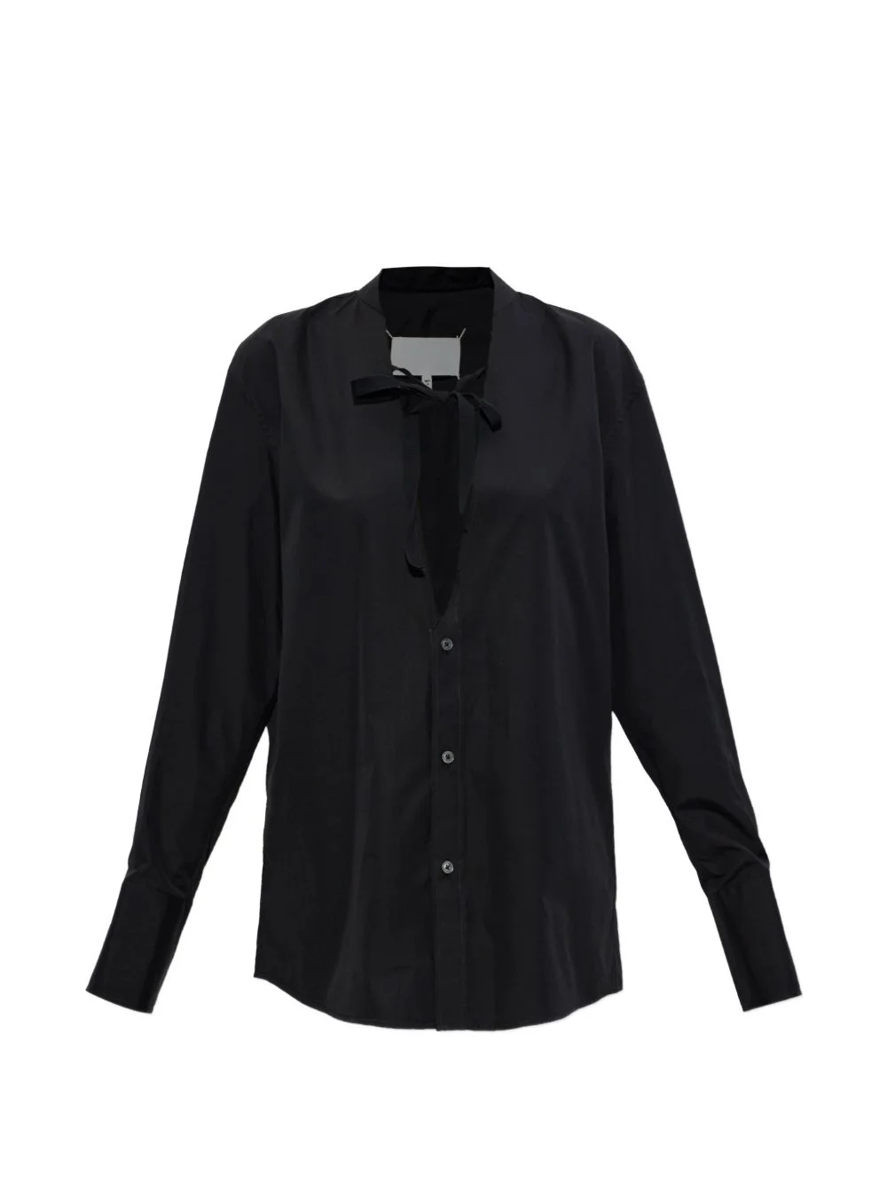 frayed-edge tie-fastening shirt - 1