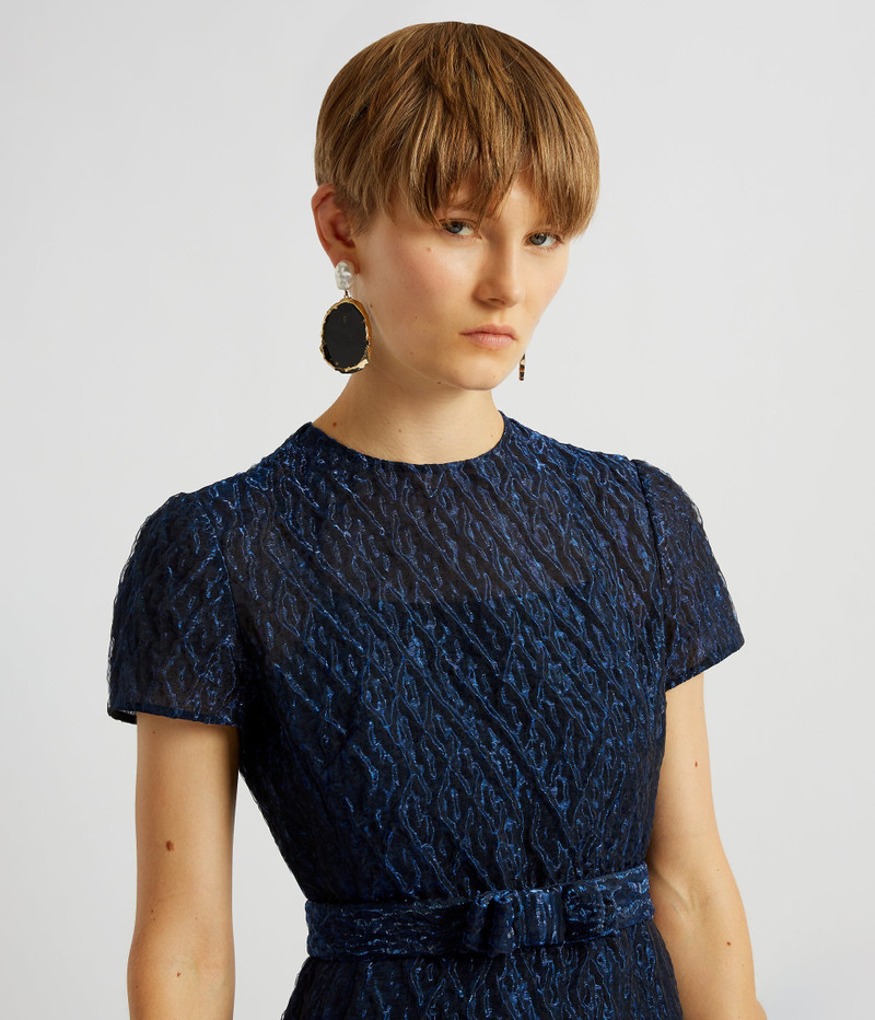 SHORT SLEEVE A-LINE EVENING GOWN 5