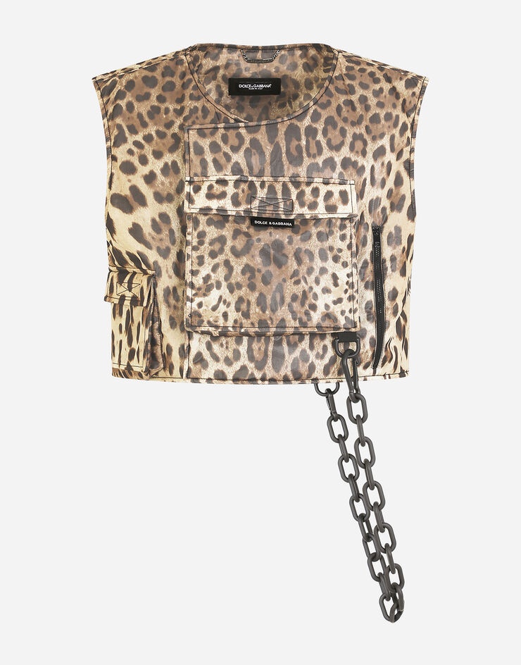 Leopard-print silk vest with patch embellishment - 3