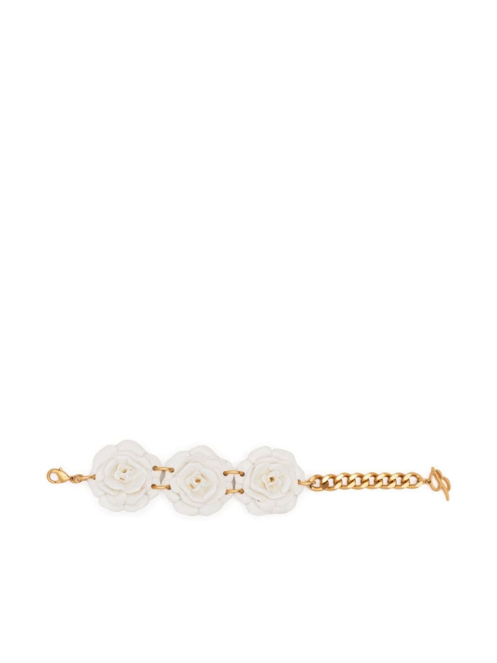 flower-detailing cable-link chain bracelet - 1