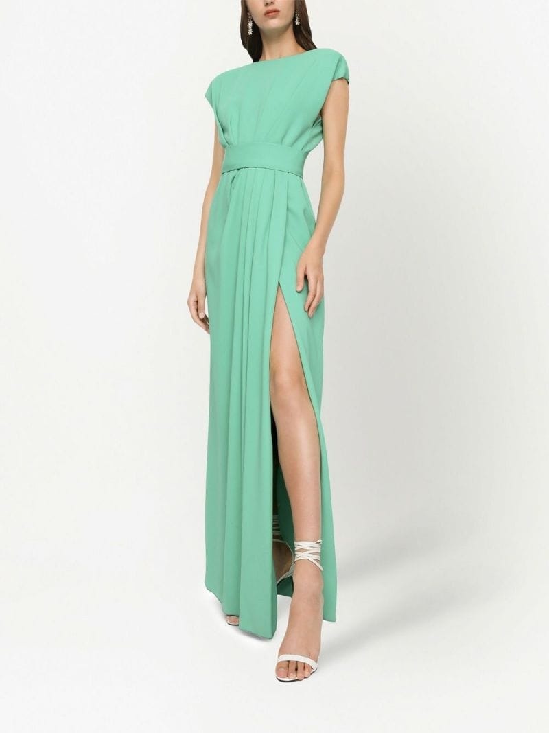 pleated cap-sleeve gown - 2