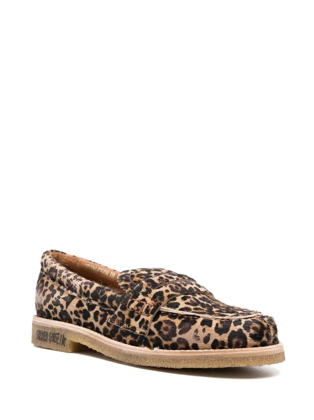 leopard-print round-toe loafers - 2
