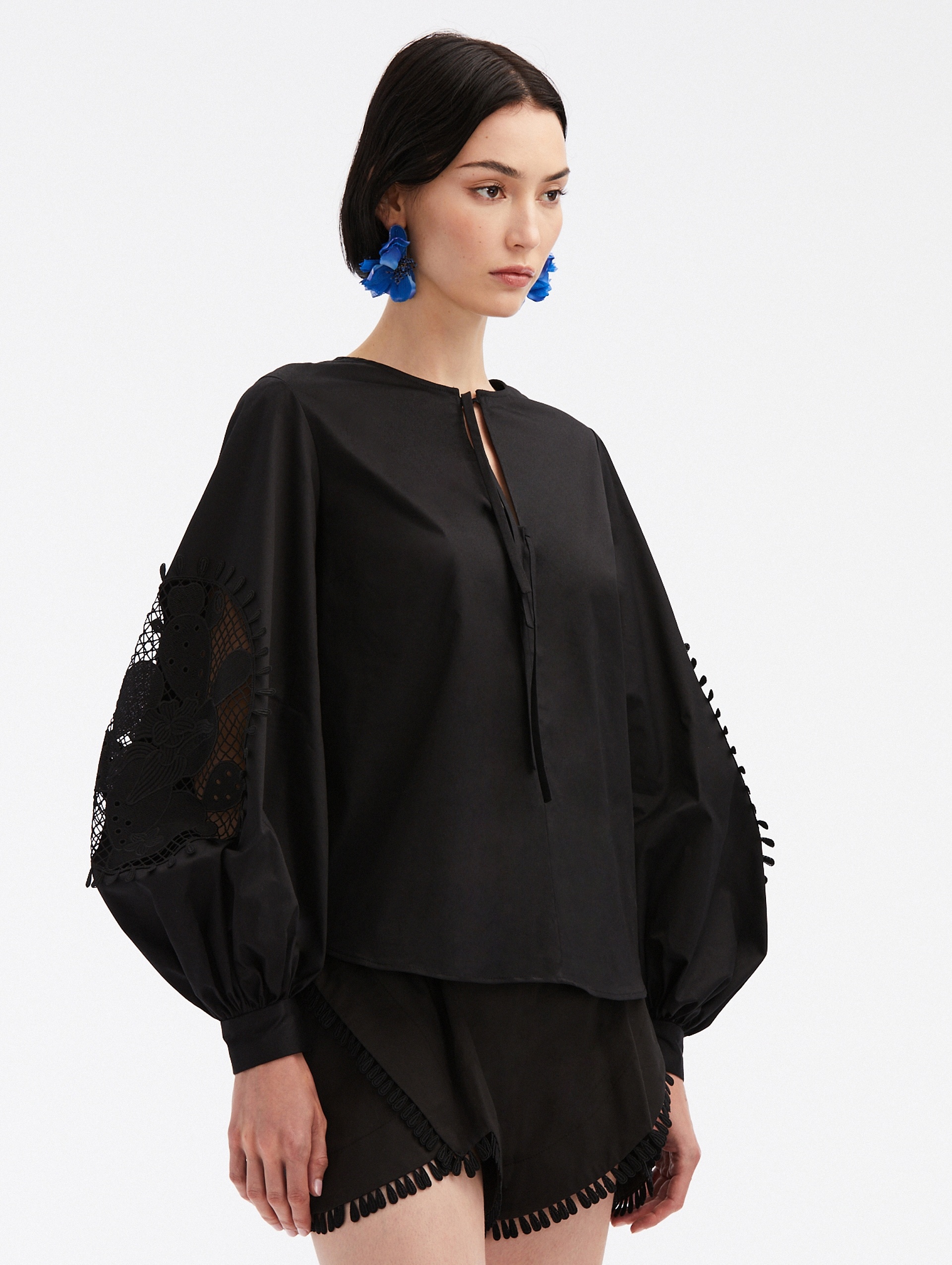 CACTUS EYELET GUIPURE INSET BLOUSE - 3