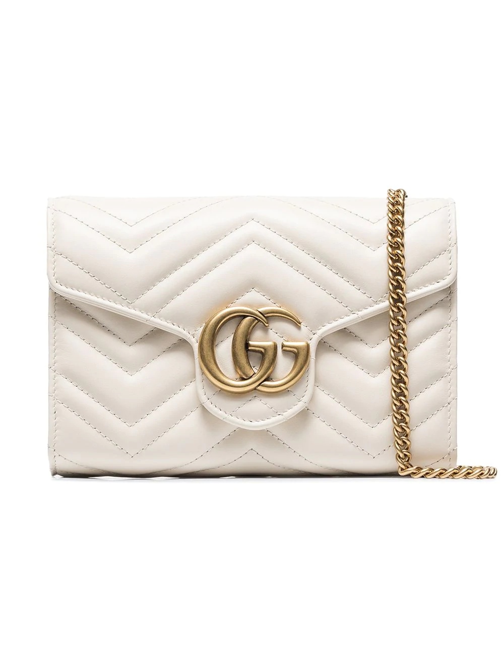 white GG marmont leather shoulder bag - 1