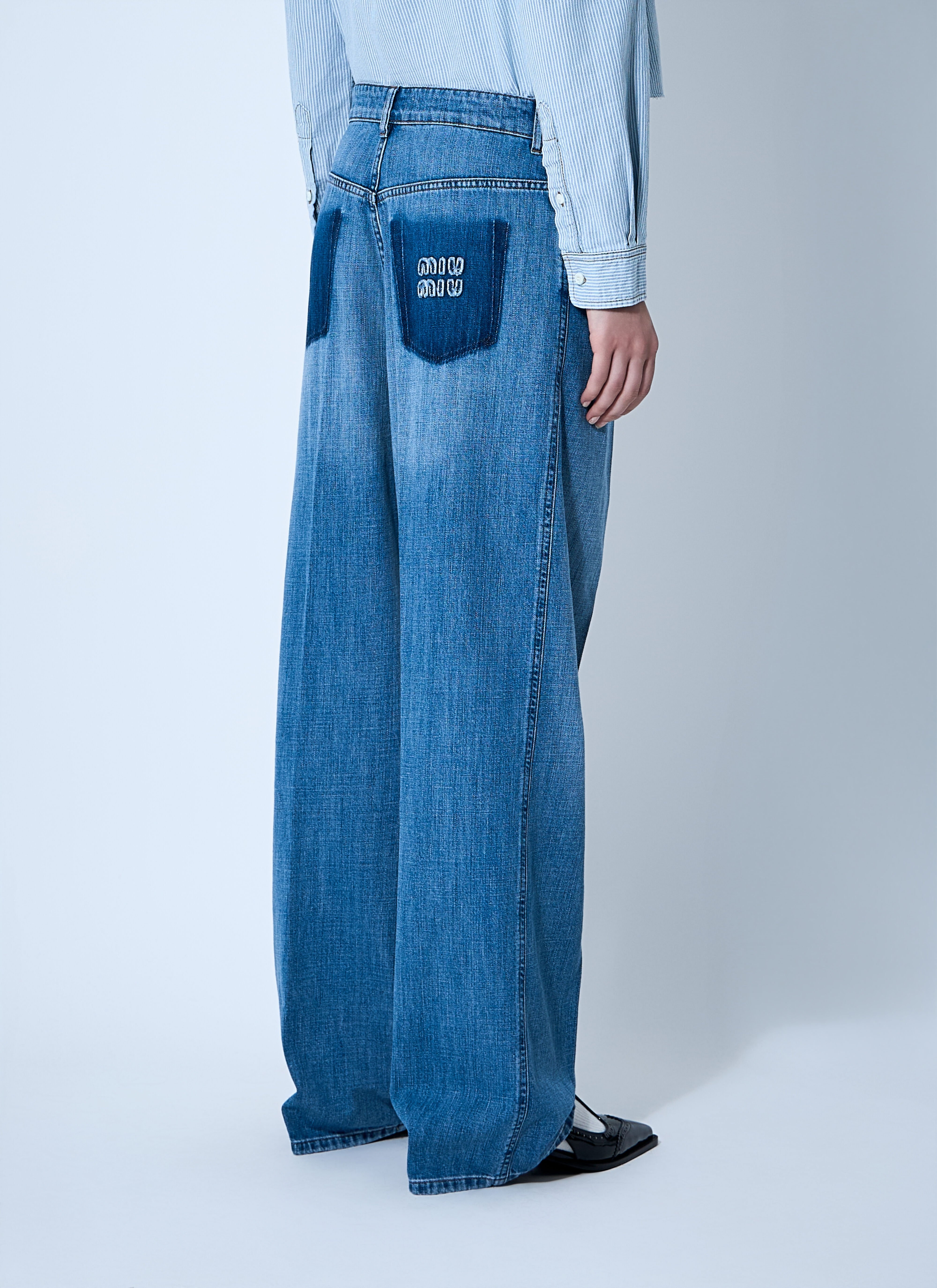 Miu Miu Logo Motif Jeans | lncc | REVERSIBLE