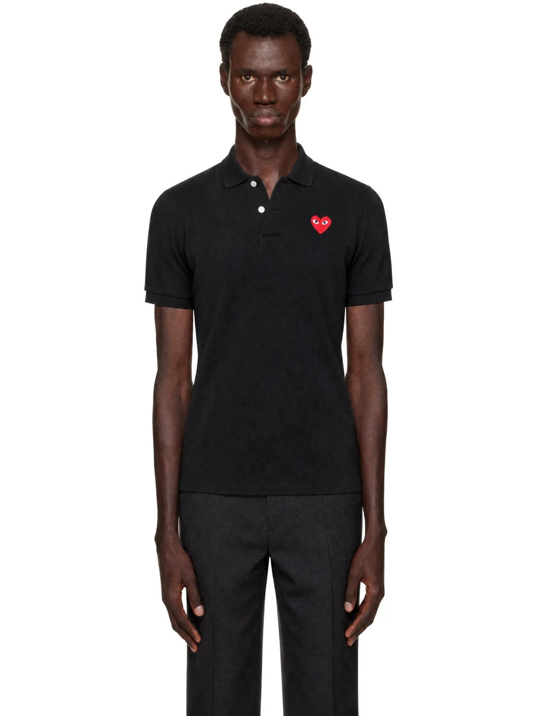 Black Emblem Red Heart Polo - 1