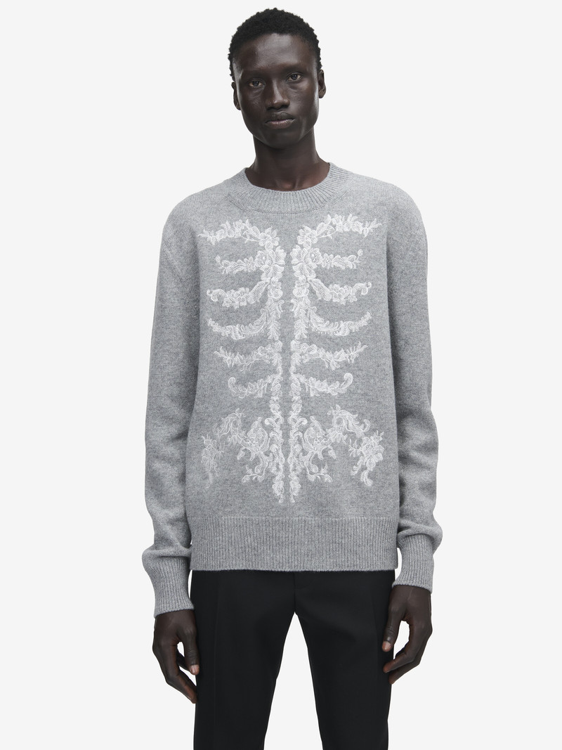 Alexander McQueen Lace Ribcage Embroidery Jumper outlook