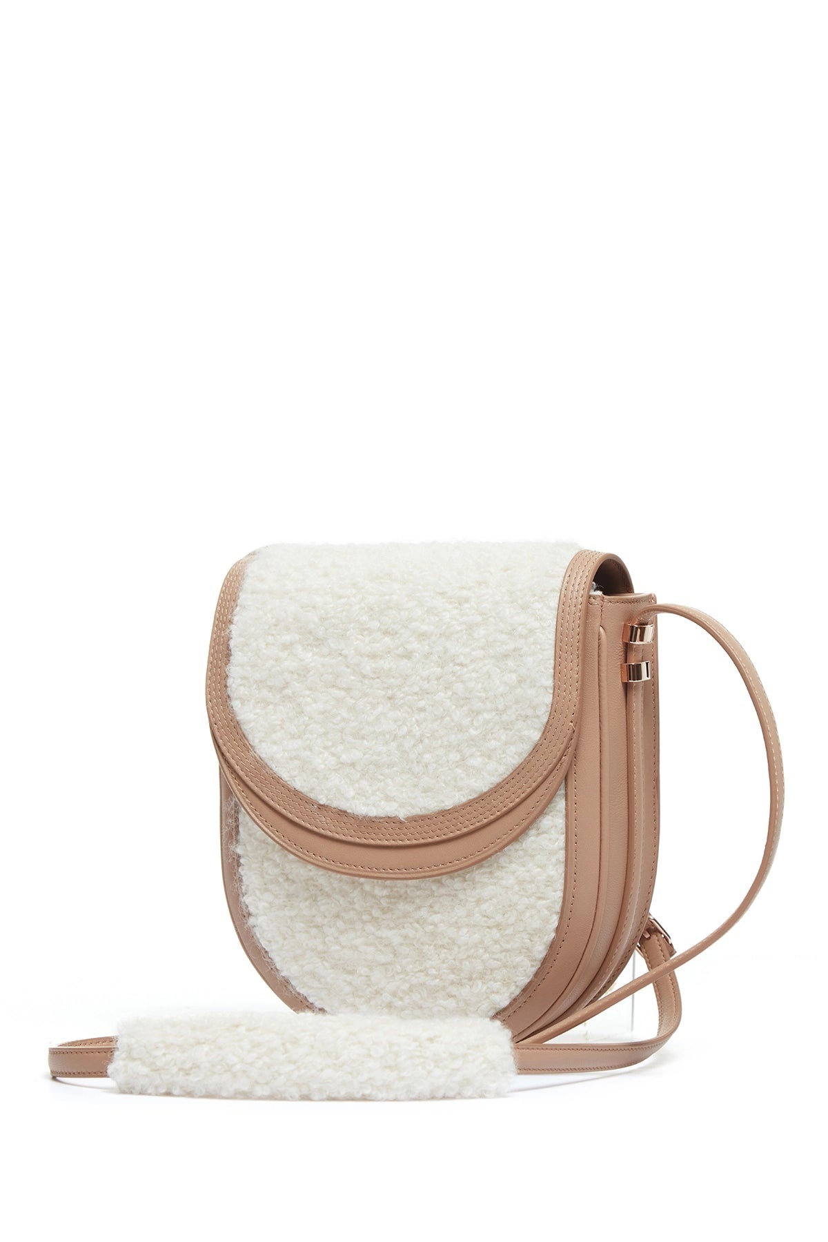 Tina Crossbody Bag in Nude Nappa Leather with Cashmere Boucle 2
