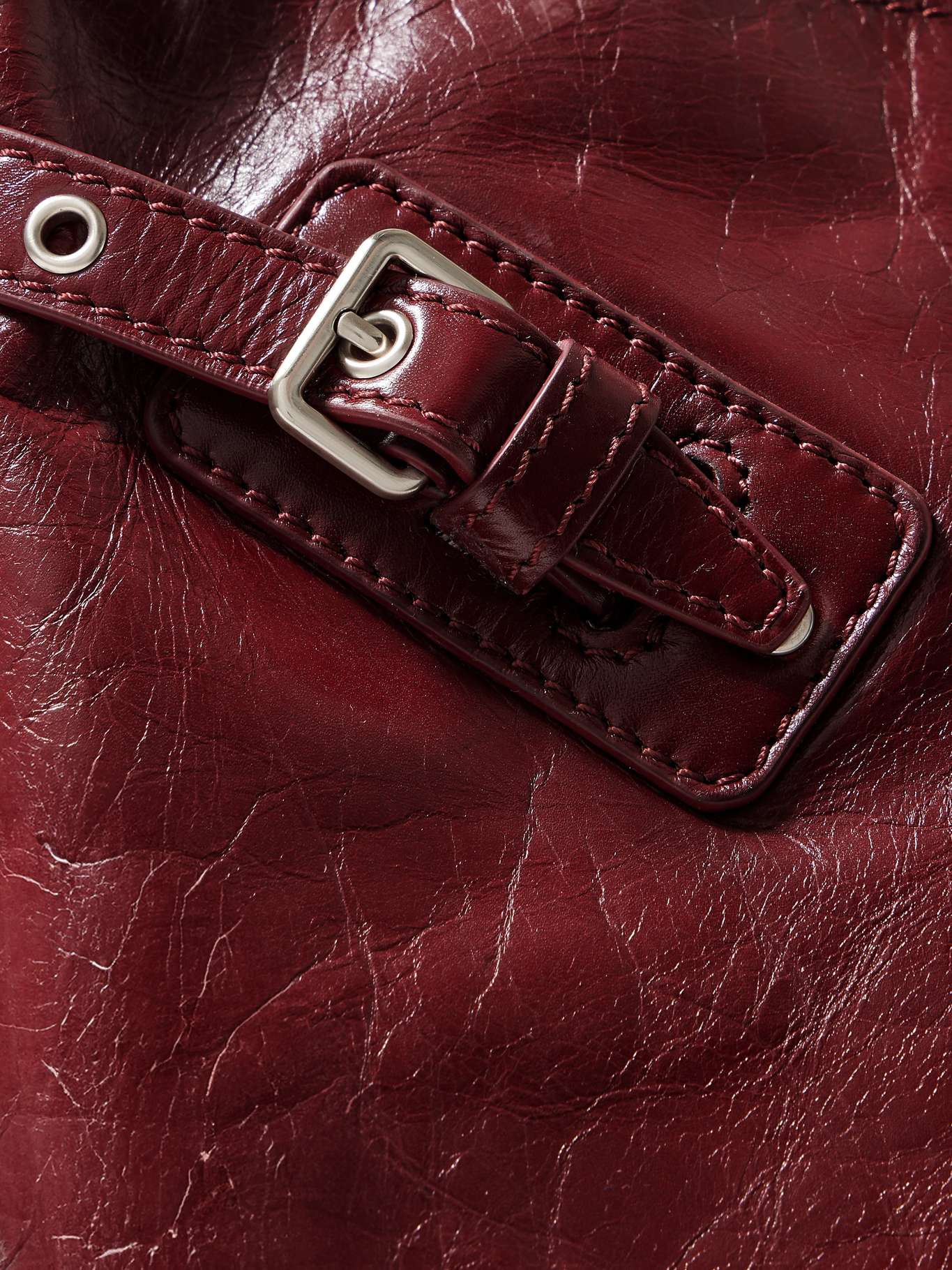Days crinkled-leather tote Claret - 4