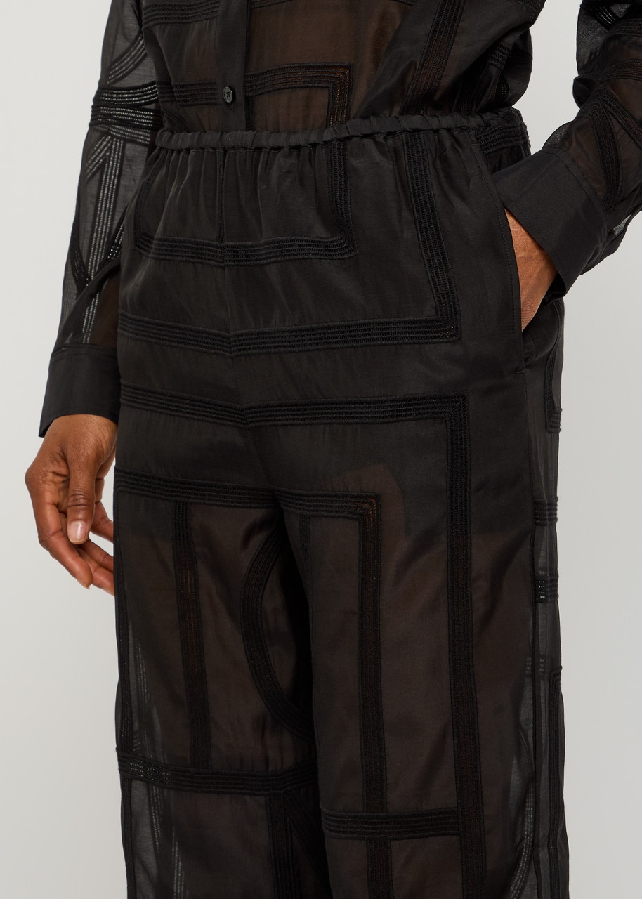 Toteme Logo Semi-sheer Cotton-blend Pyjama Trousers - 5