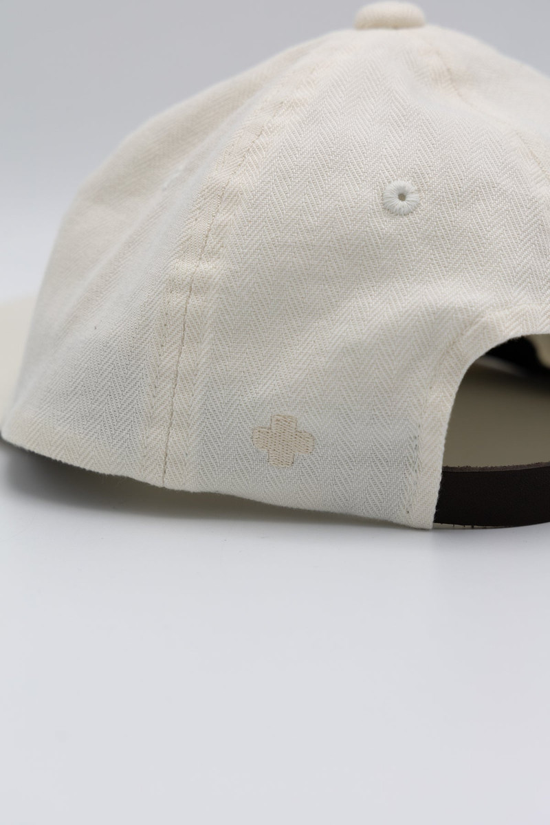 6 Panel Herringbone Cap - Ivory 4