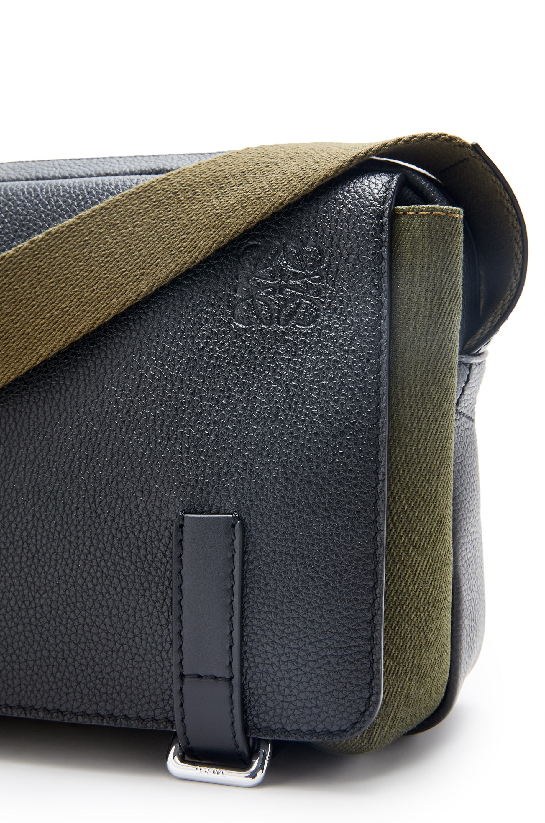 XS Military Messenger bag in soft grained calfskin and canvas - 6