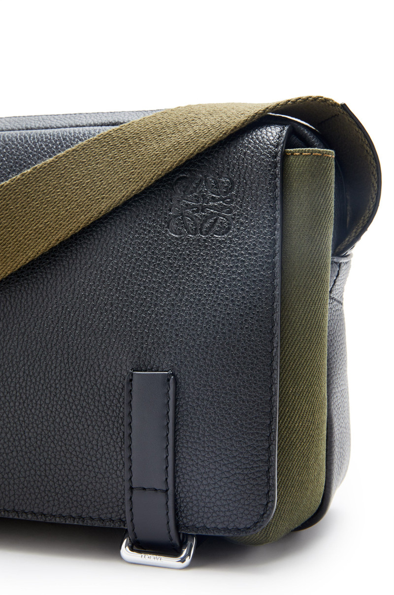 XS Military Messenger bag in soft grained calfskin and canvas 6