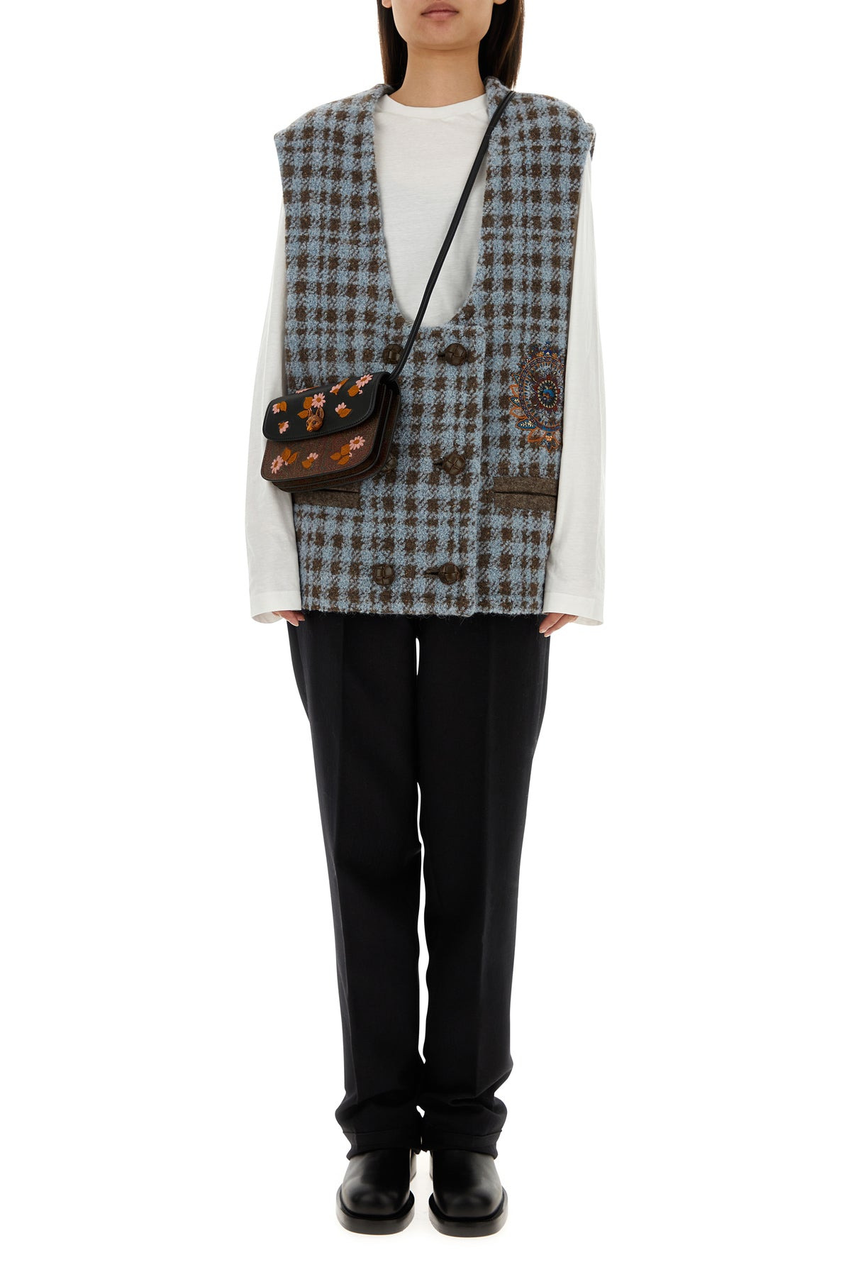 Embroidered wool blend vest - 6
