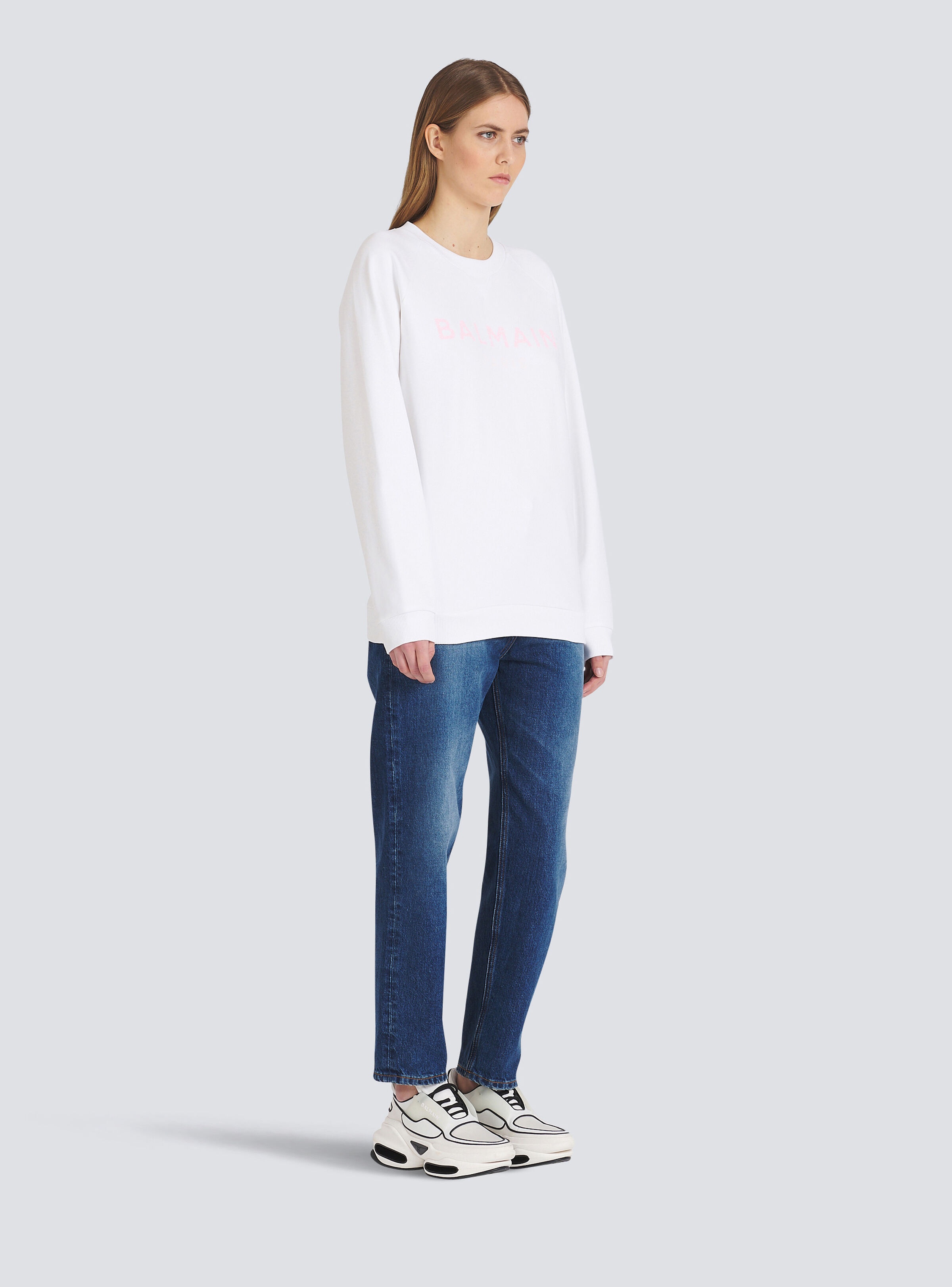 Eco-designed cotton sweatshirt with Balmain logo print - 5