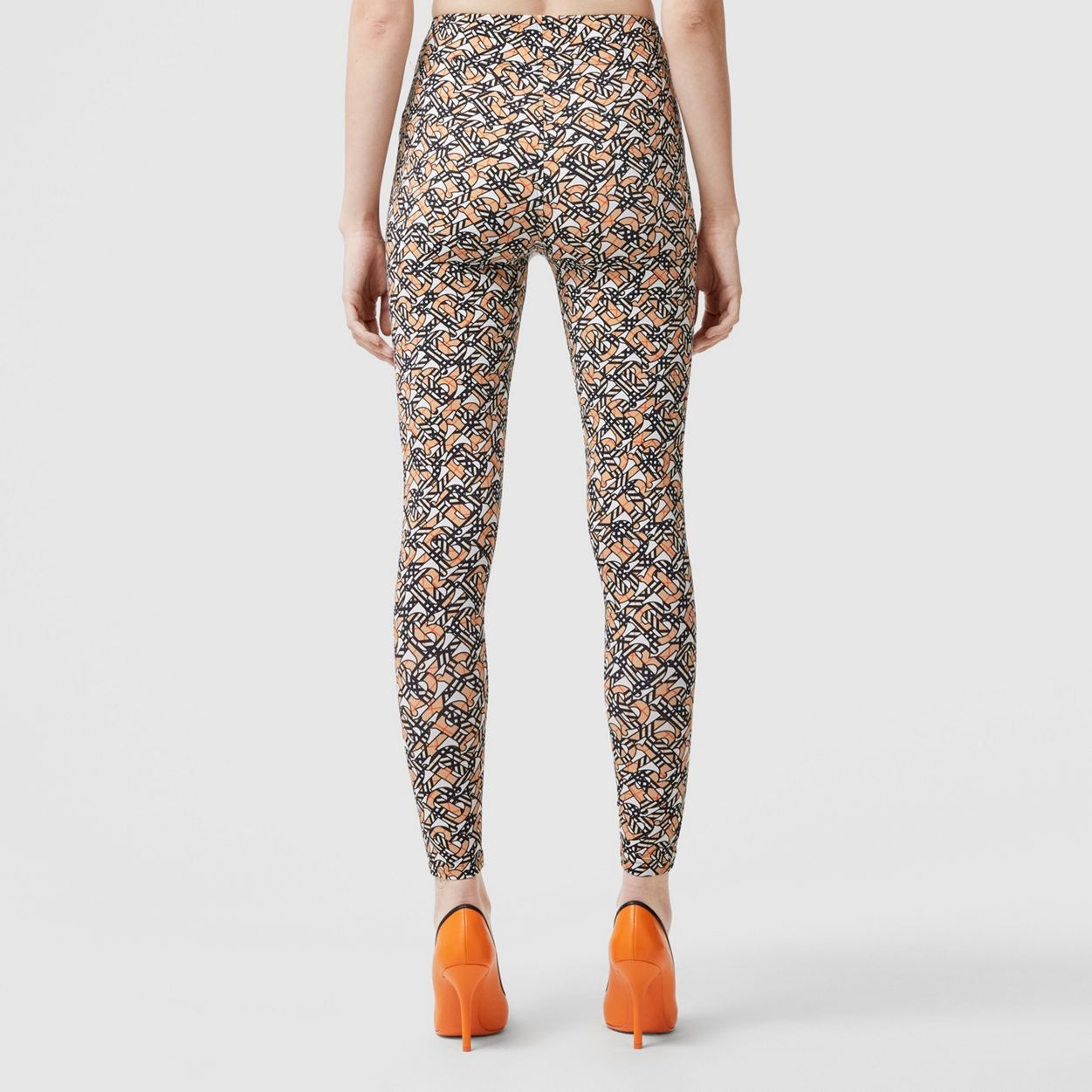 Monogram Print Stretch Nylon Leggings - 4