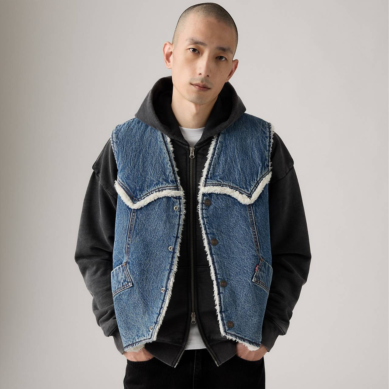 WESTERN DENIM SHERPA VEST - 3