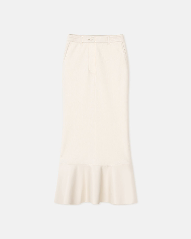 Leather-Trimmed Ribbed-Jersey Skirt 1