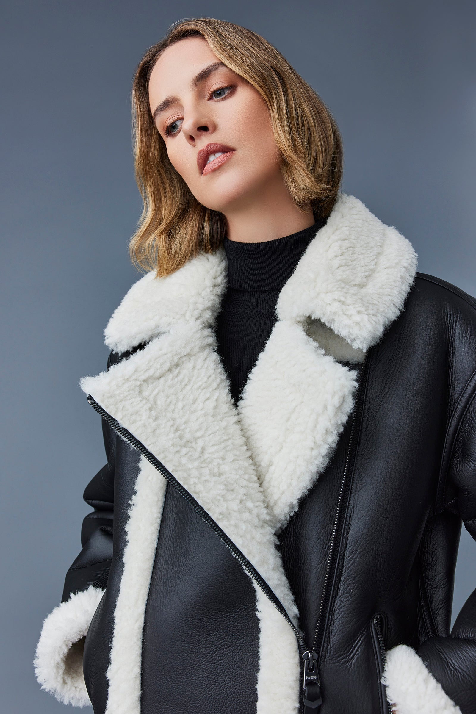 SENYA-SH Shearling jacket with funnel collar - 5