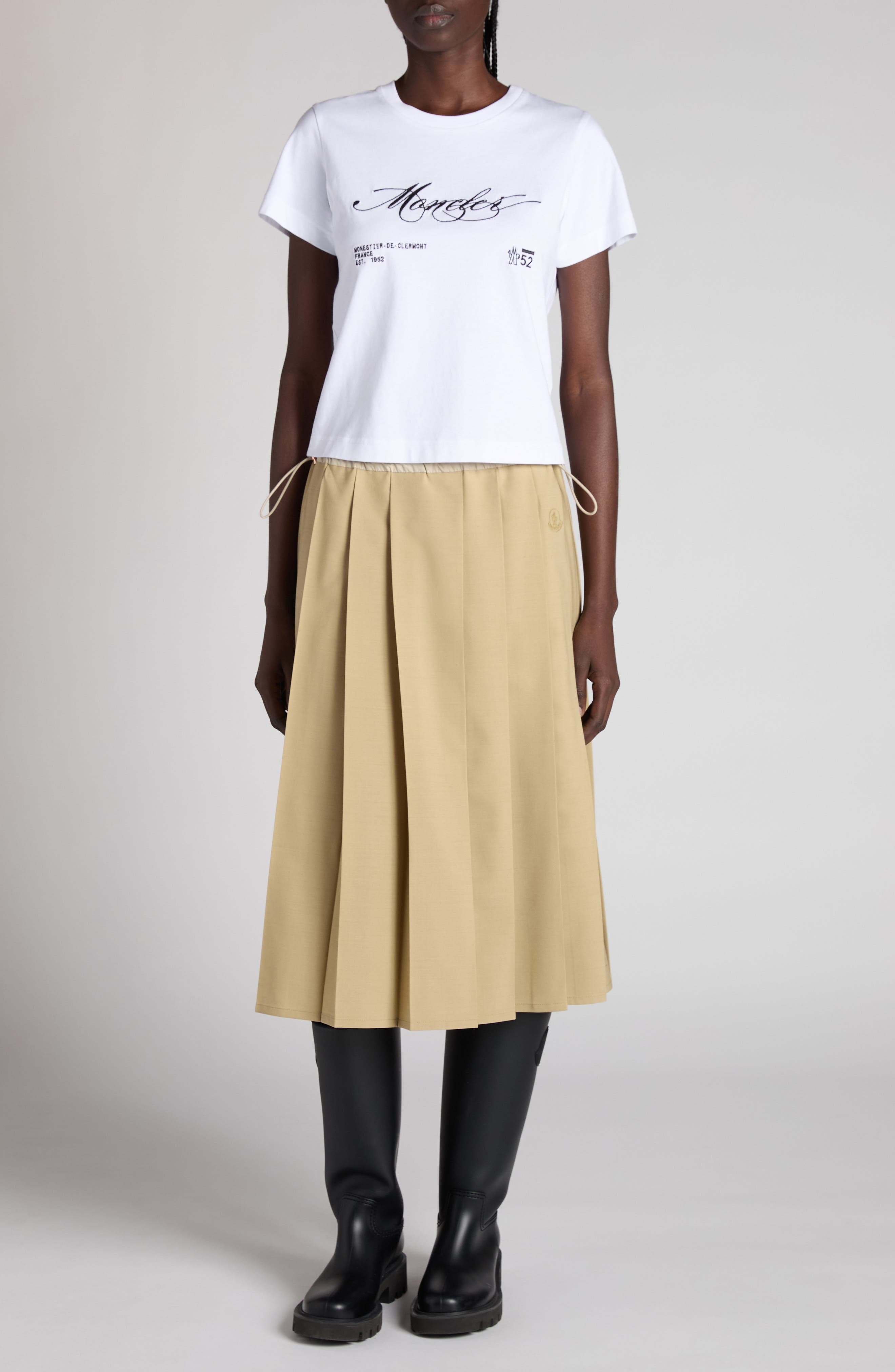 Moncler Logo Crop Cotton T-Shirt in Brilliant White at Nordstrom - 2