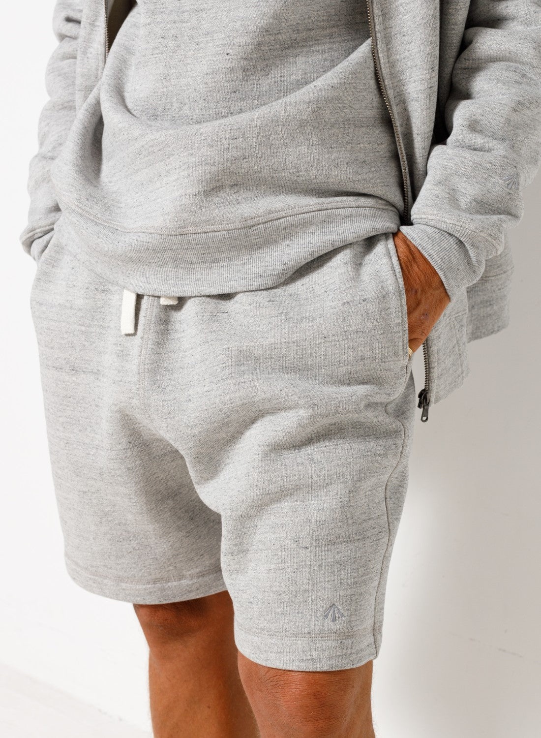 Embroidered Arrow Shorts in Grey Marl - 2