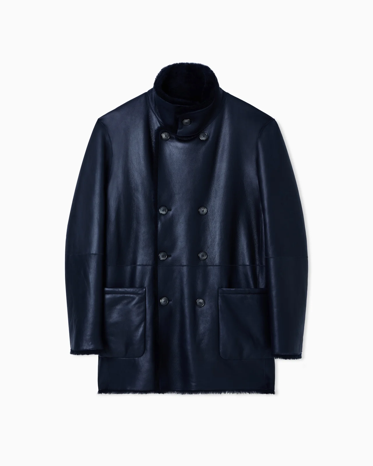 Reversible, double-breasted sheepskin pea coat - 1