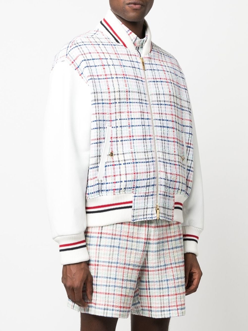gingham-check bomber jacket - 3