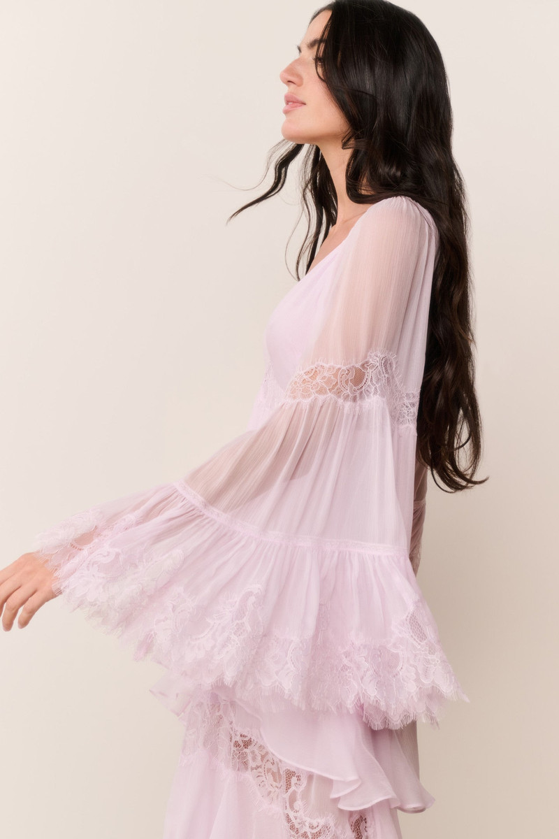 Devina Silk Chiffon Lace Maxi Dress 6