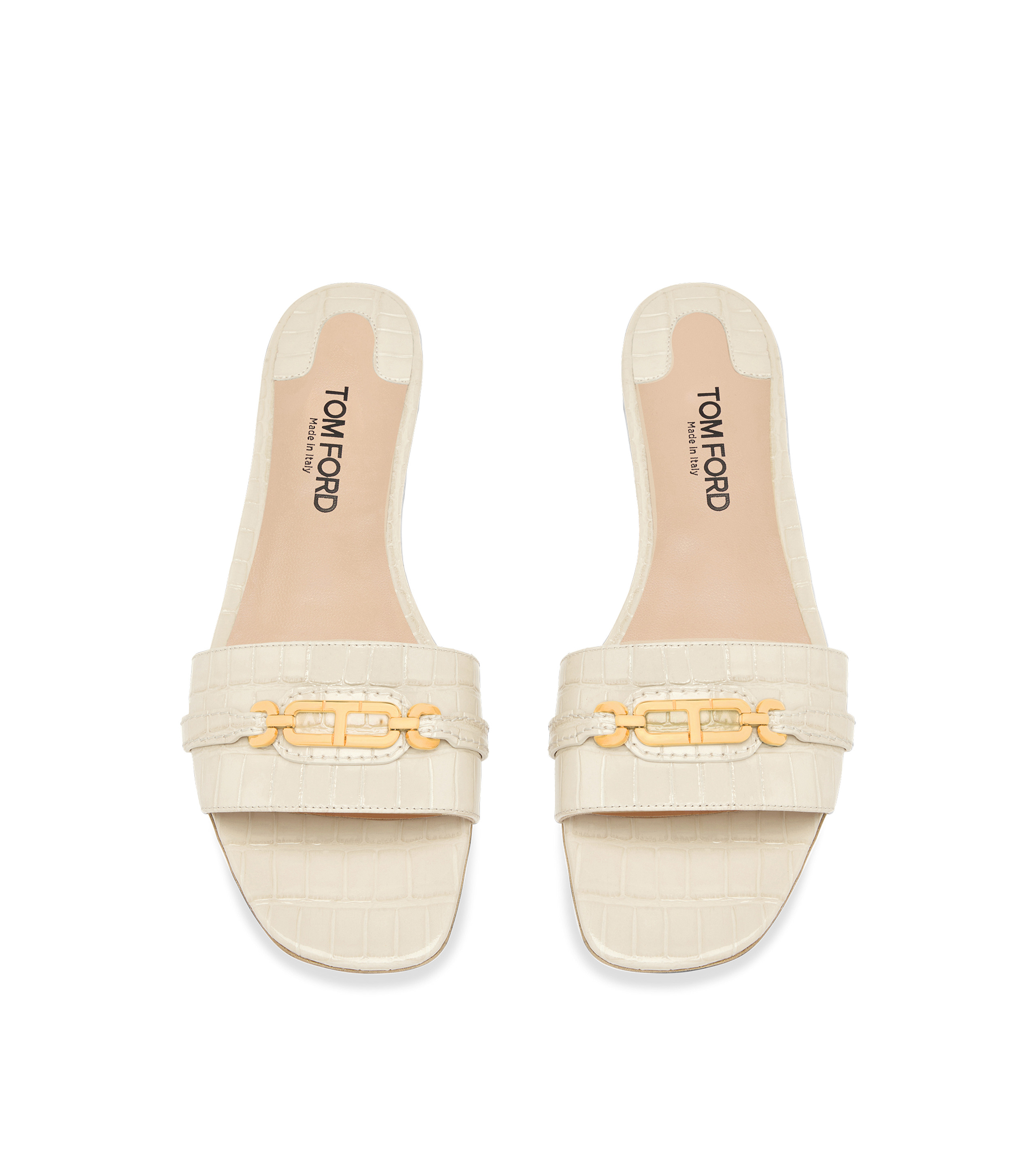STAMPED CROCODILE LEATHER WHITNEY SLIDE - 4
