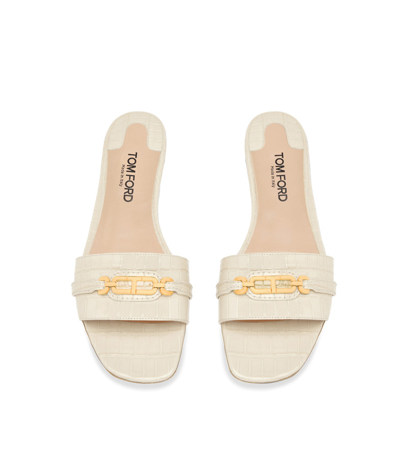 STAMPED CROCODILE LEATHER WHITNEY SLIDE 4