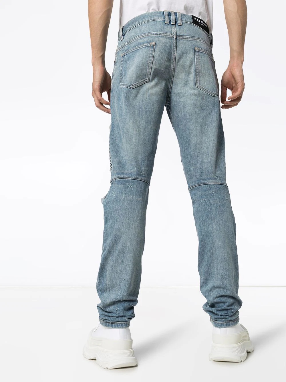 distressed tapered jeans - 4