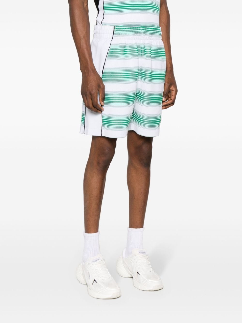 striped jacquard track shorts - 3