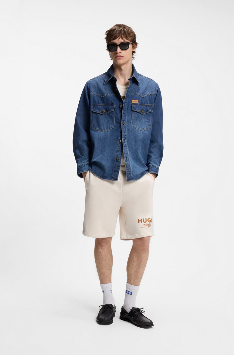 HUGO LOOSE-FIT SHORTS IN COTTON TERRY WITH LOGO PRINT outlook