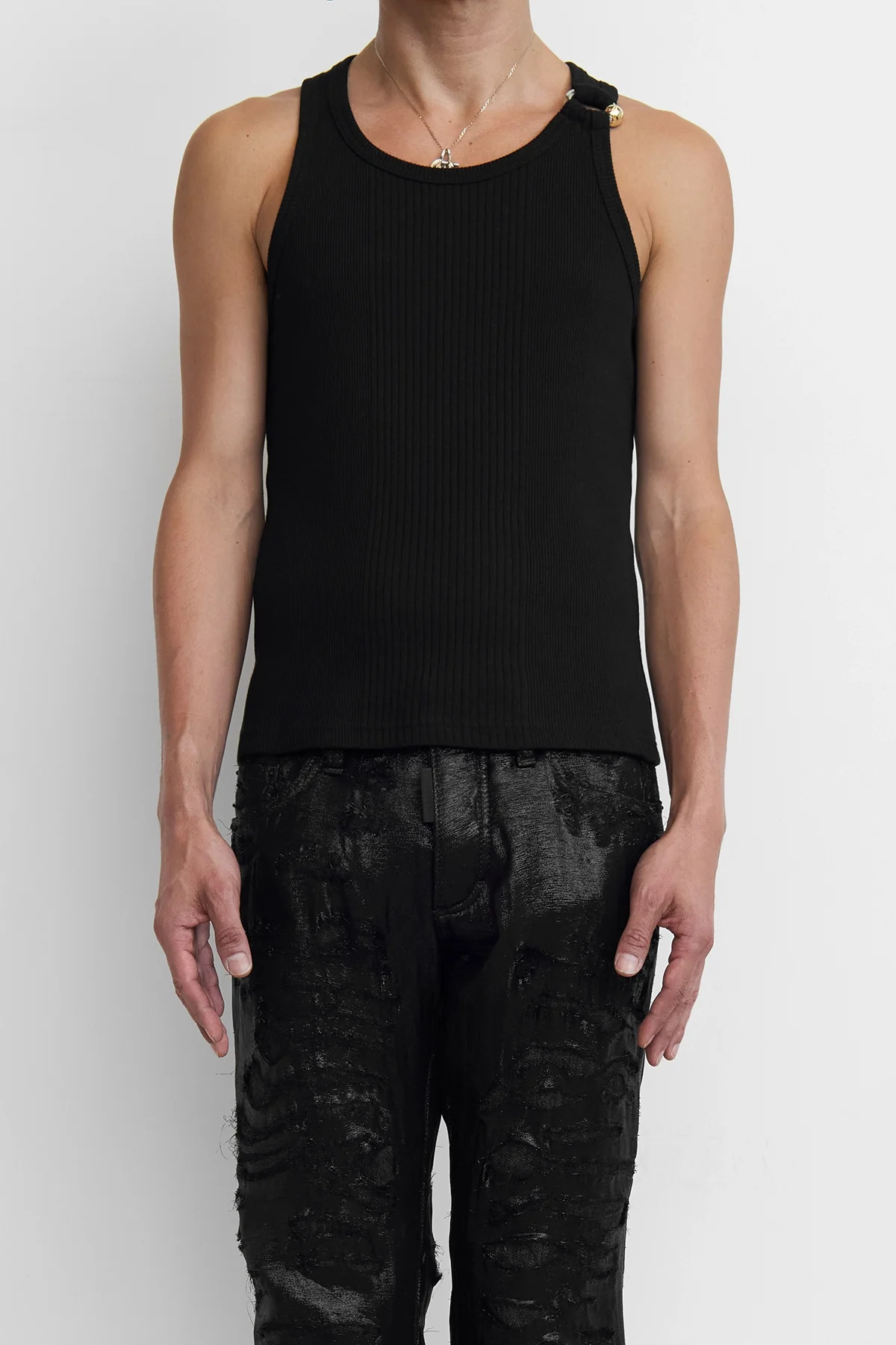 Jean Paul Gaultier 'The Piercing' Detail Tank Top Black - 5