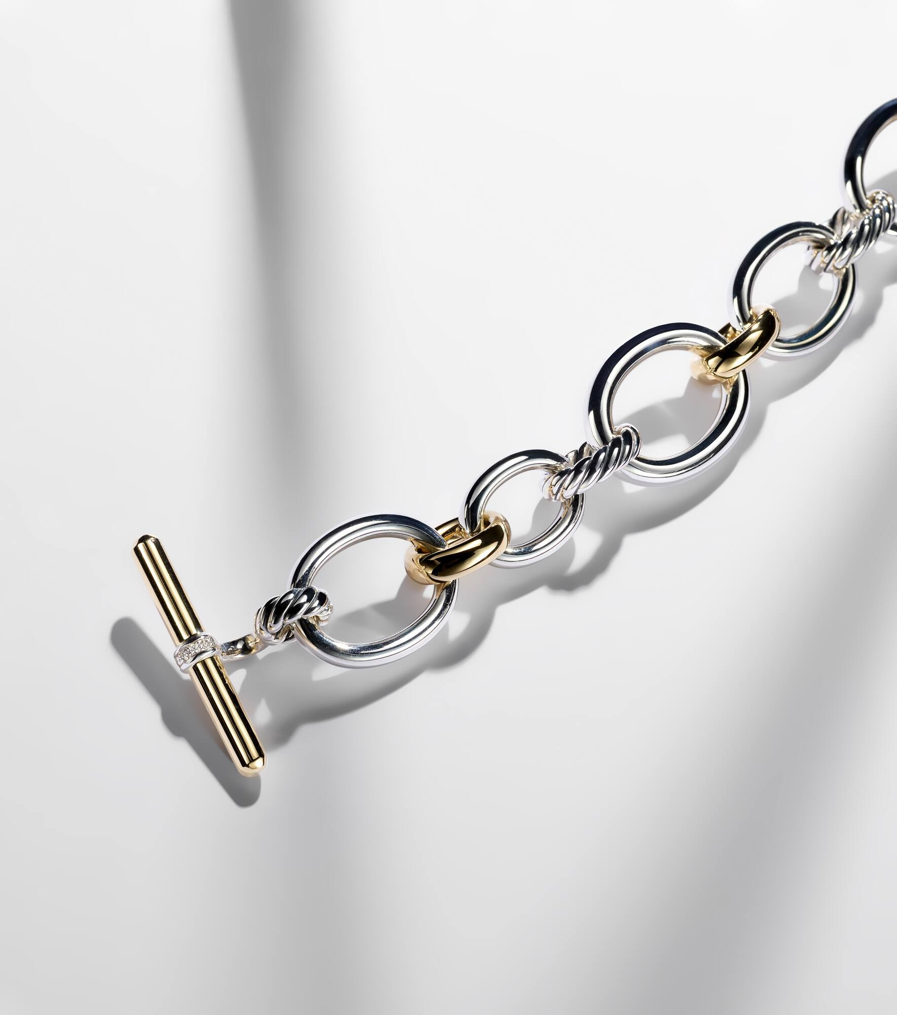 DY Mercer® 18kt gold and sterling silver chain bracelet with diamonds - 4