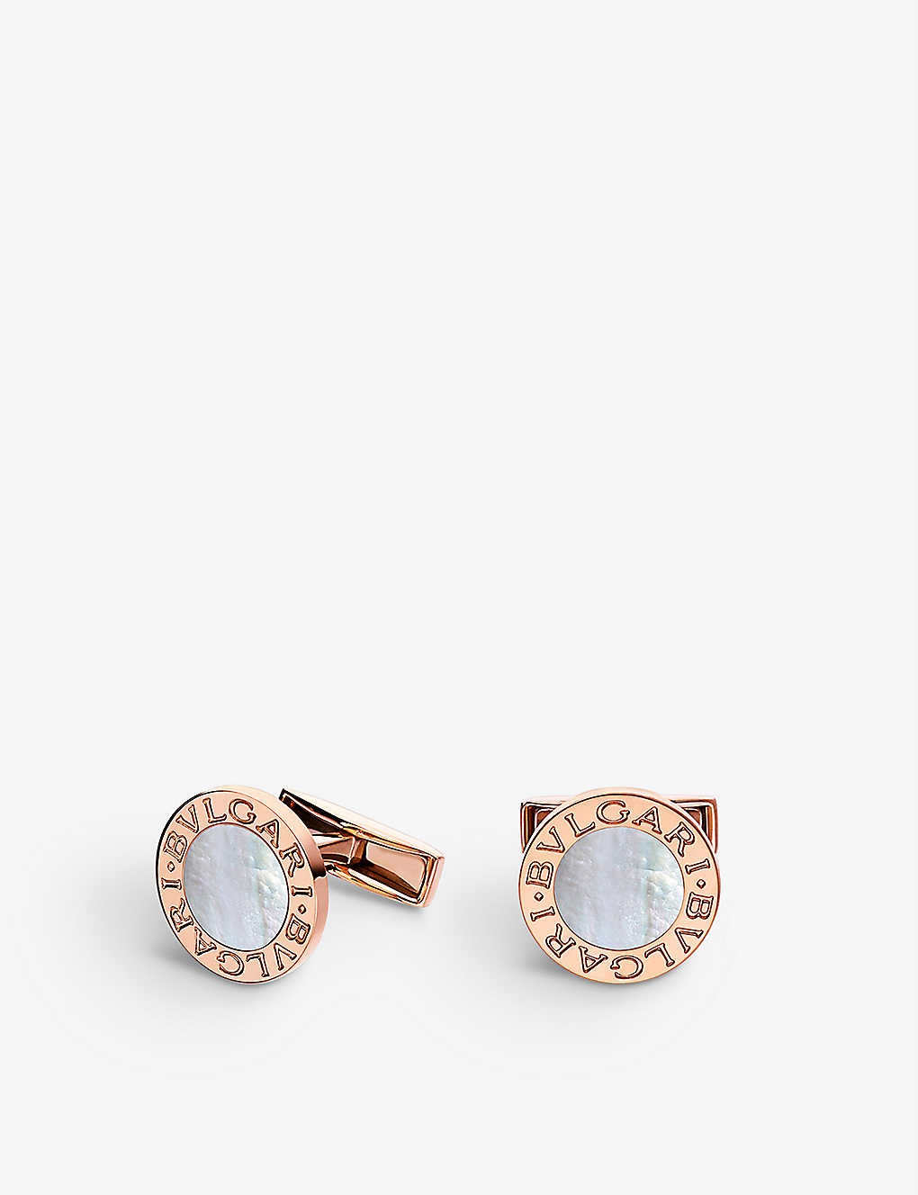 BVLGARI BVLGARI 18ct rose-gold and mother-of-pearl cufflinks - 1