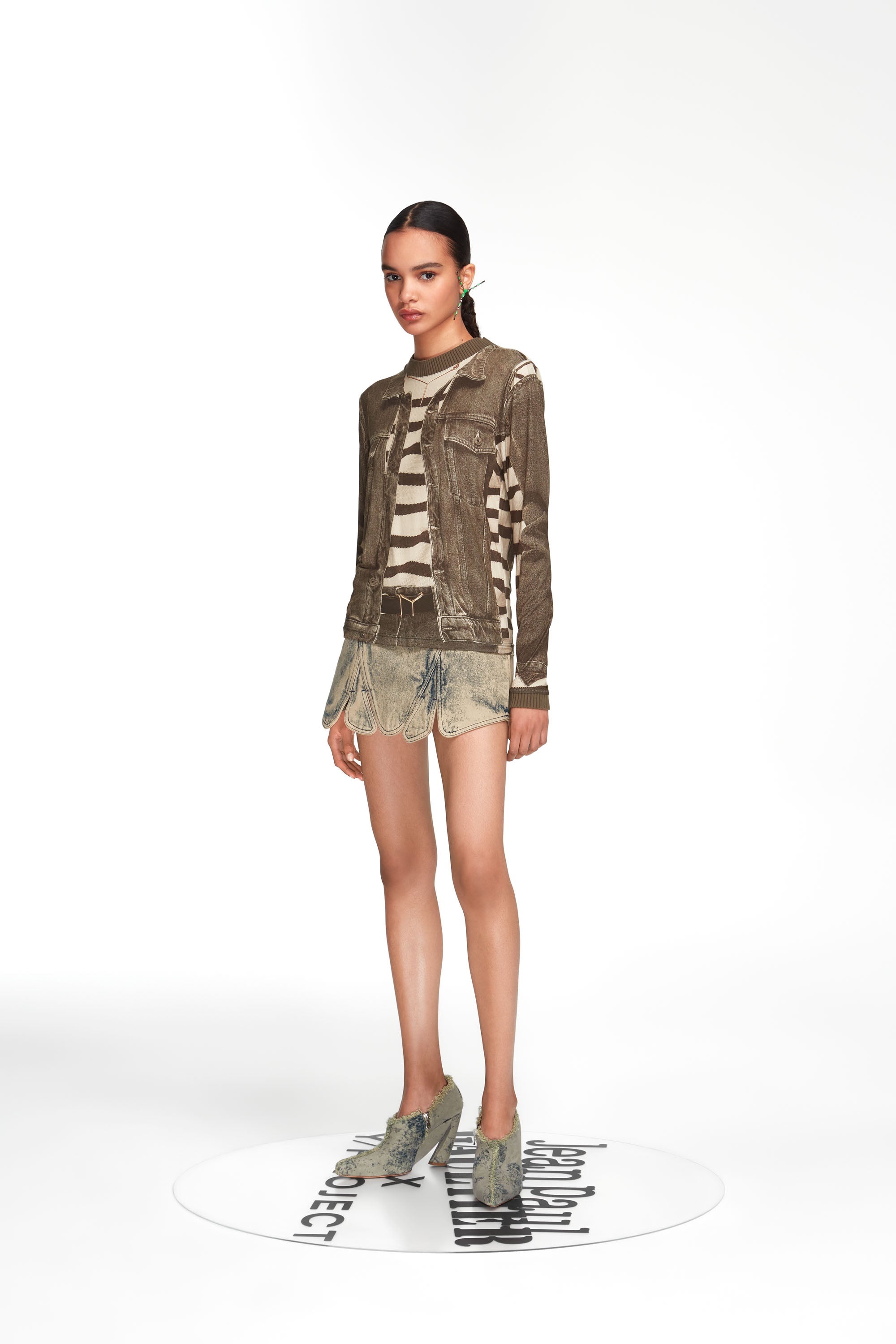 Trompe L'Oeil Denim Jacket Top - 4