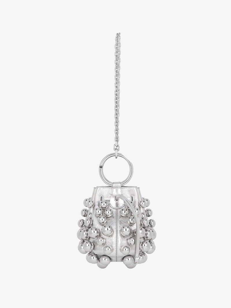 MINI PUMPKIN BAG IN LEATHER WITH EMBROIDERED PEARLS 3