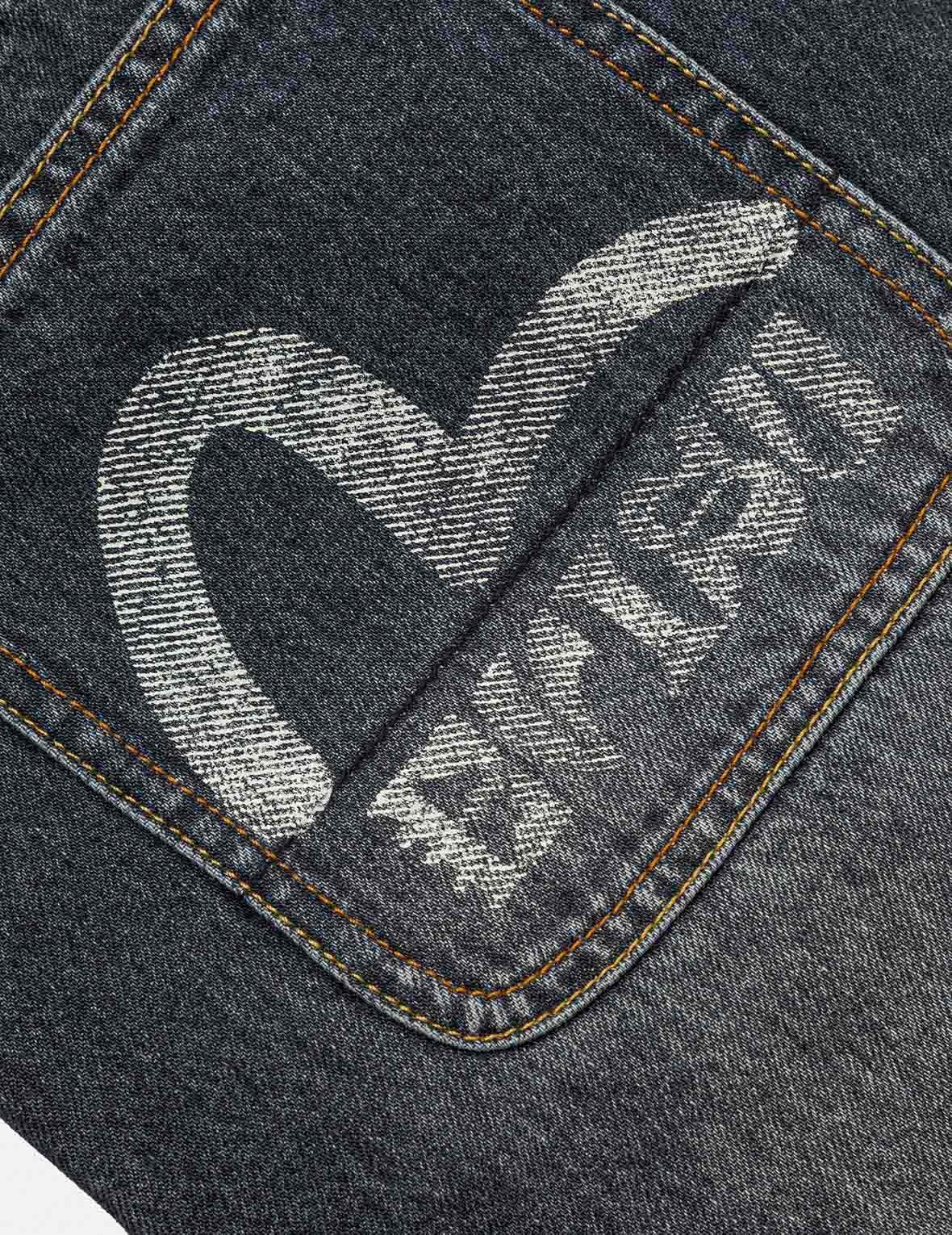 Seagull Print Pockets Oversized Worker Denim Shorts - 5