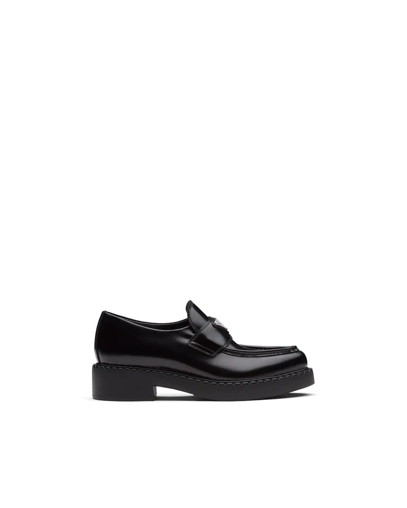 초콜릿 샤프 브러시 가죽 loafers - 1
